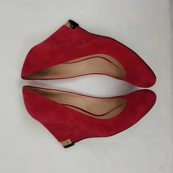 Tory Burch Suede Round Toe Platform Wedges Pumps